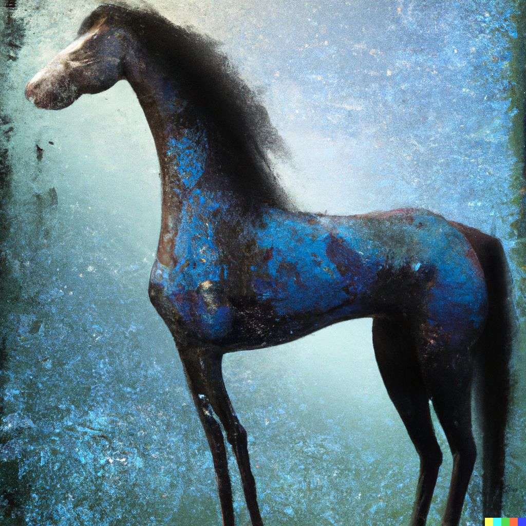 a horse, mixed media